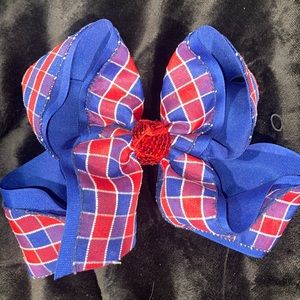 XL Red and navy Checkered bow